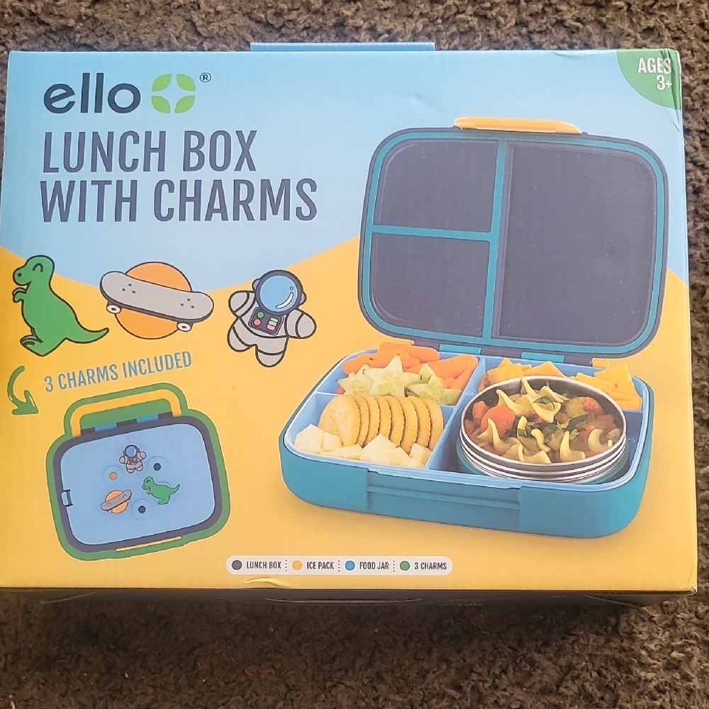 Blue Lunch Box with Charms for Kids